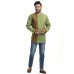 Olive Green Khadi Cotton Embroidery Worked Short Kurta With Contrast Color Checks Patch Work (KRP7) Olive Green Khadi Cotton Embroidery Worked Short Kurta With Contrast Color Checks Patch Work (KRP7)